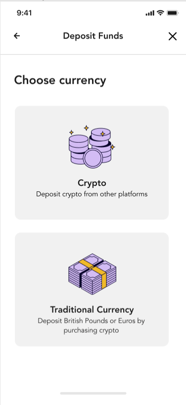 AQRU App Choose Currency - Earn Interest On Your Crypto