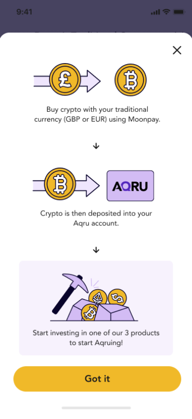 AQRU App Deposit - Earn Interest On Your Crypto