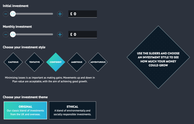 screenshot of general investment on wealthify