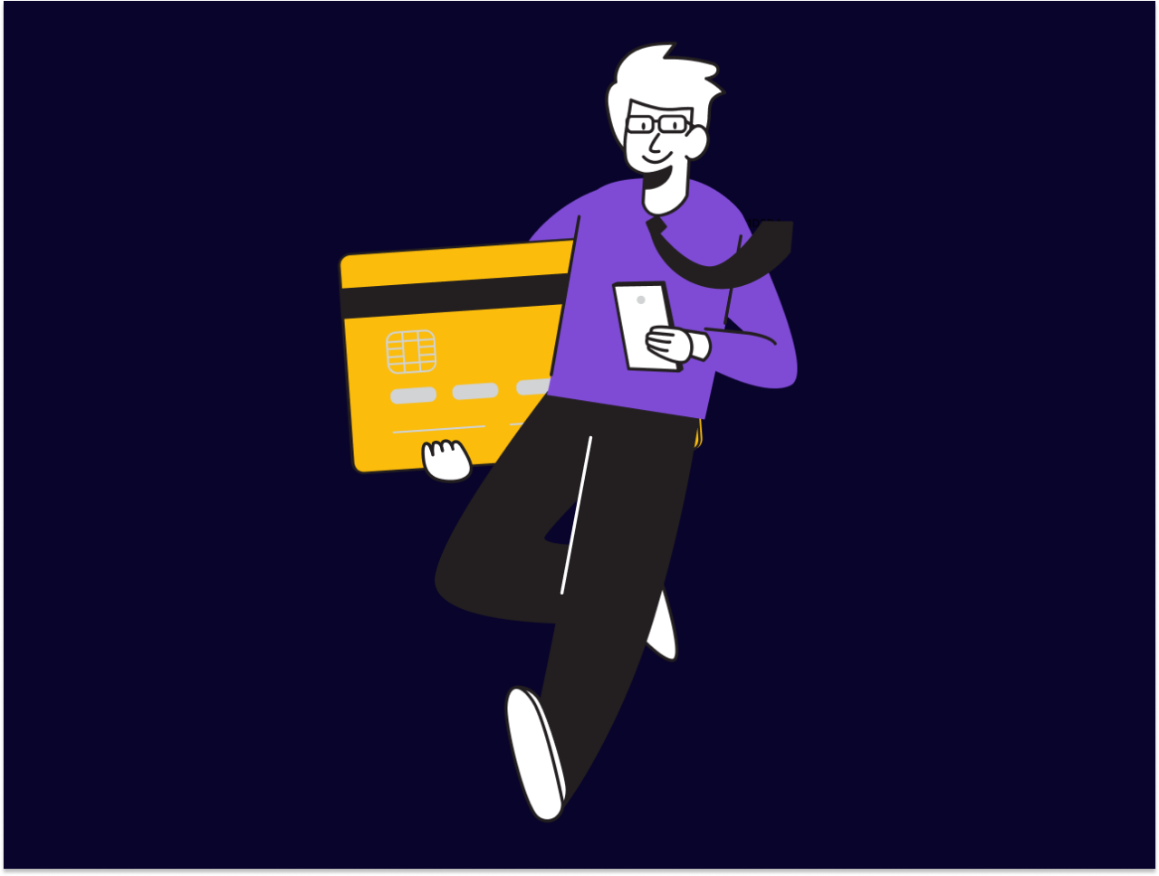 animated man holding credit card